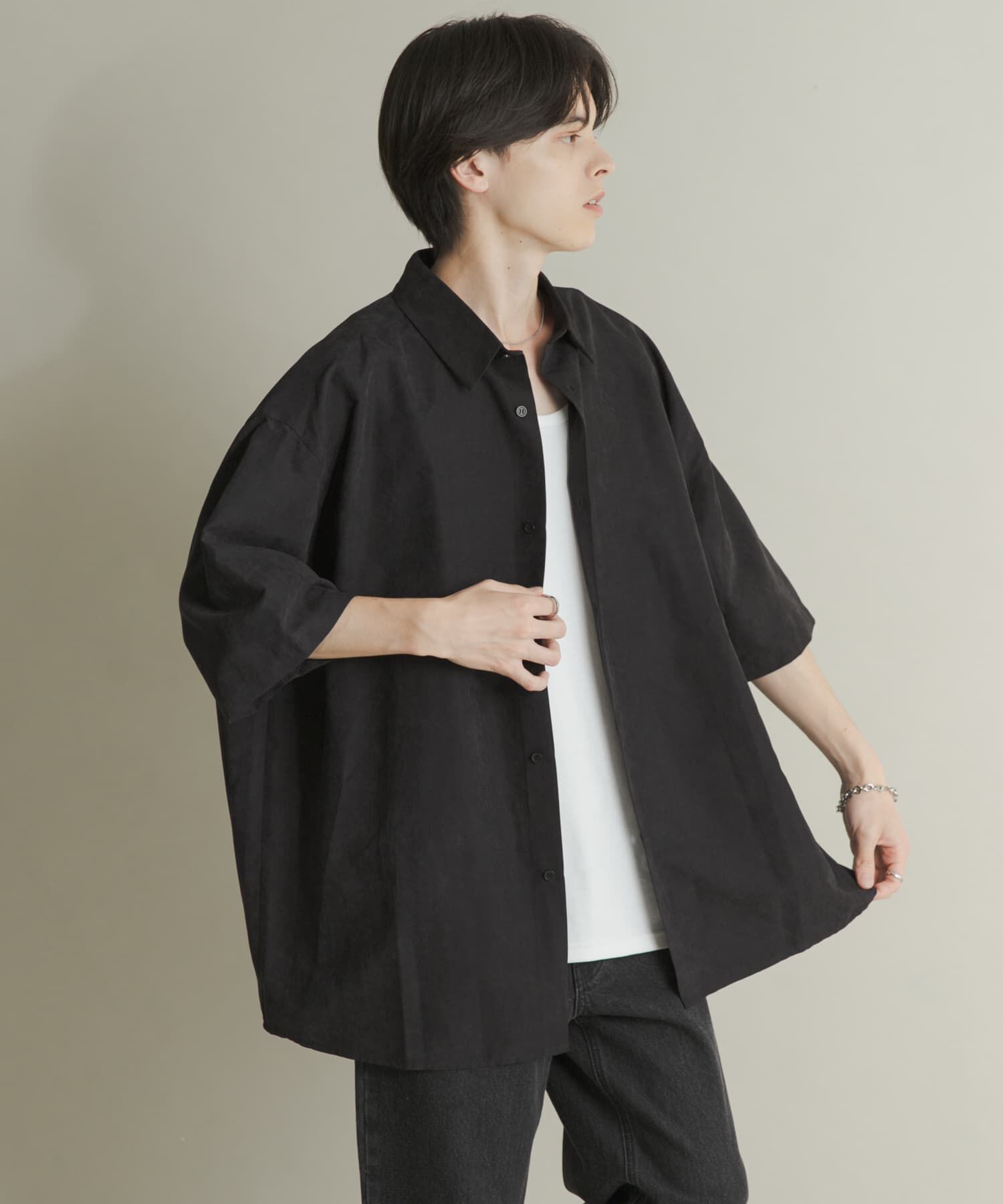 SENSE OF PLACE by URBAN RESEARCH「エクストラルーズピーチサテンショートスリーブシャツ」|シャツ・ブラウス|