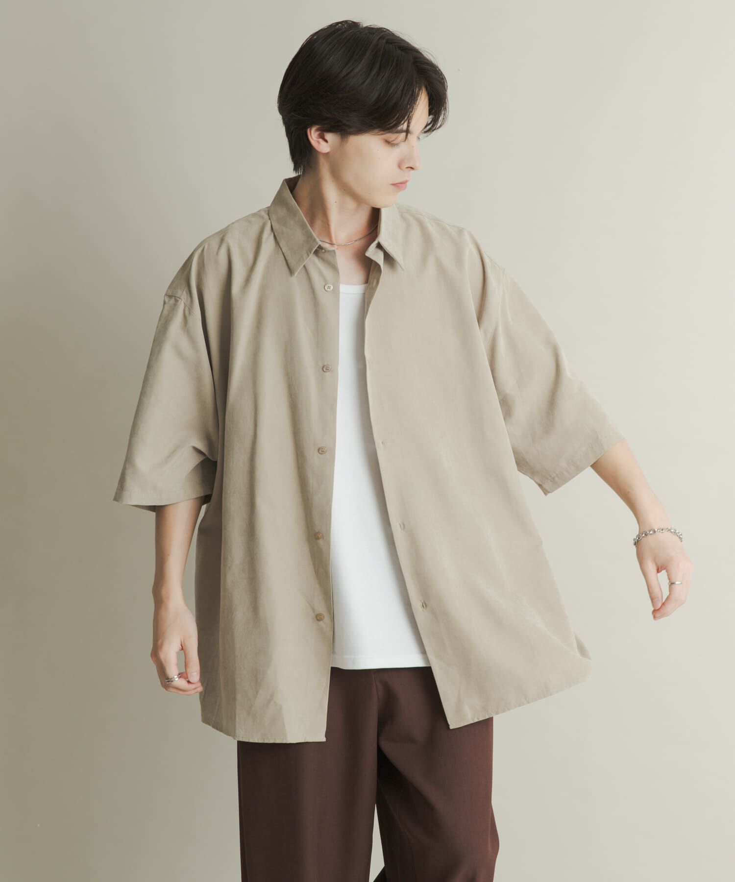 SENSE OF PLACE by URBAN RESEARCH「エクストラルーズピーチサテンショートスリーブシャツ」|シャツ・ブラウス|