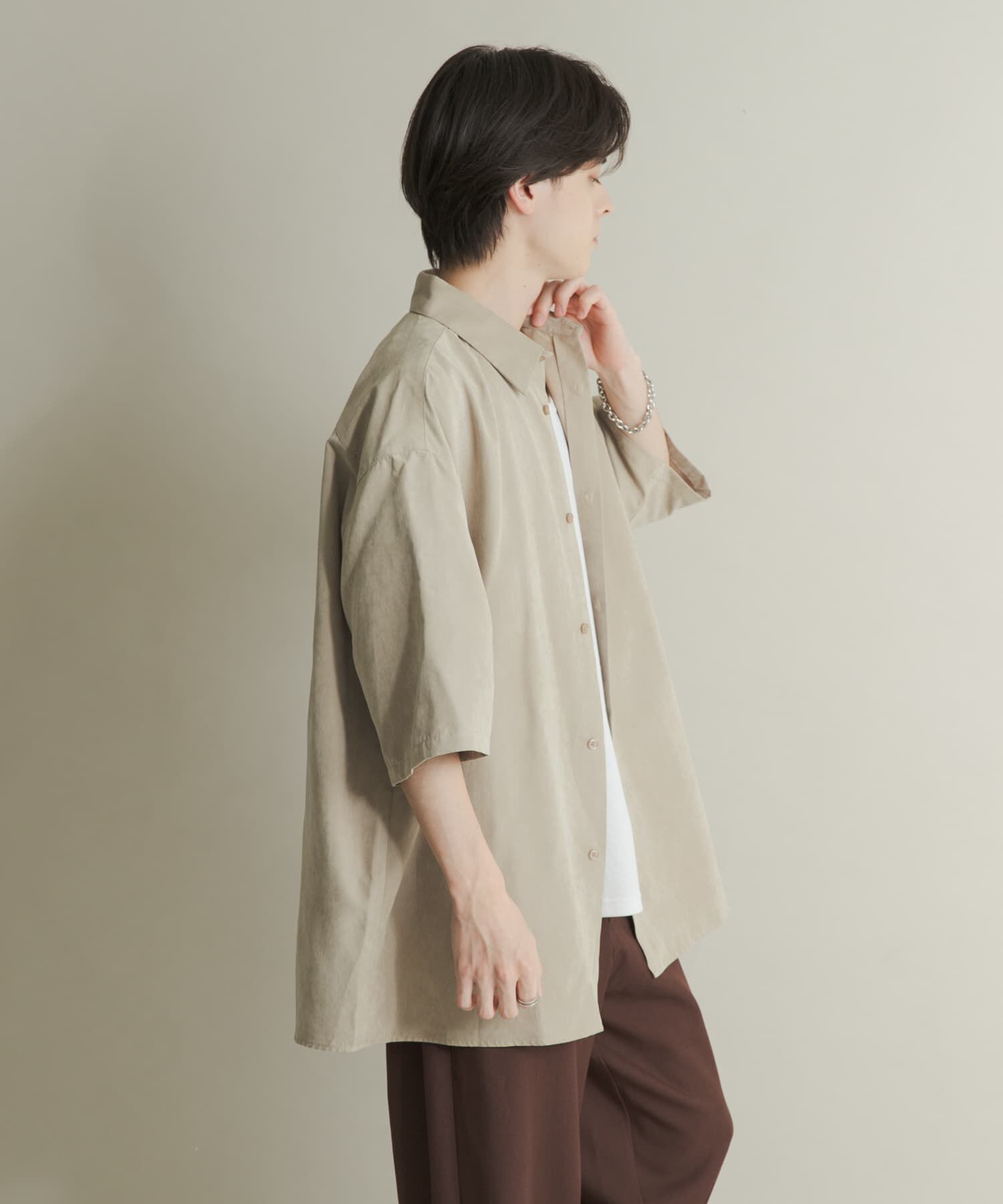 SENSE OF PLACE by URBAN RESEARCH「エクストラルーズピーチサテンショートスリーブシャツ」|シャツ・ブラウス|