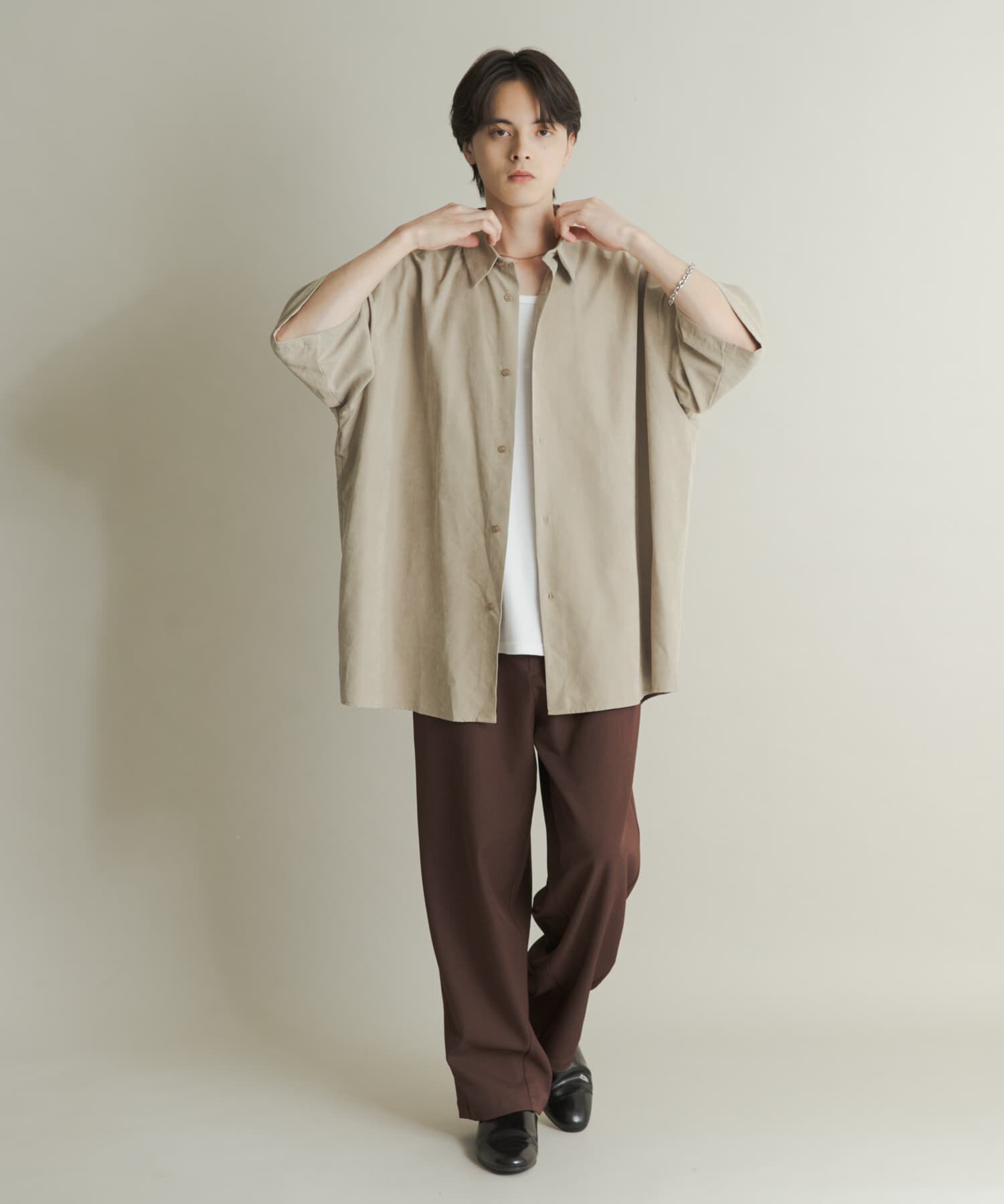 SENSE OF PLACE by URBAN RESEARCH「エクストラルーズピーチサテンショートスリーブシャツ」|シャツ・ブラウス|