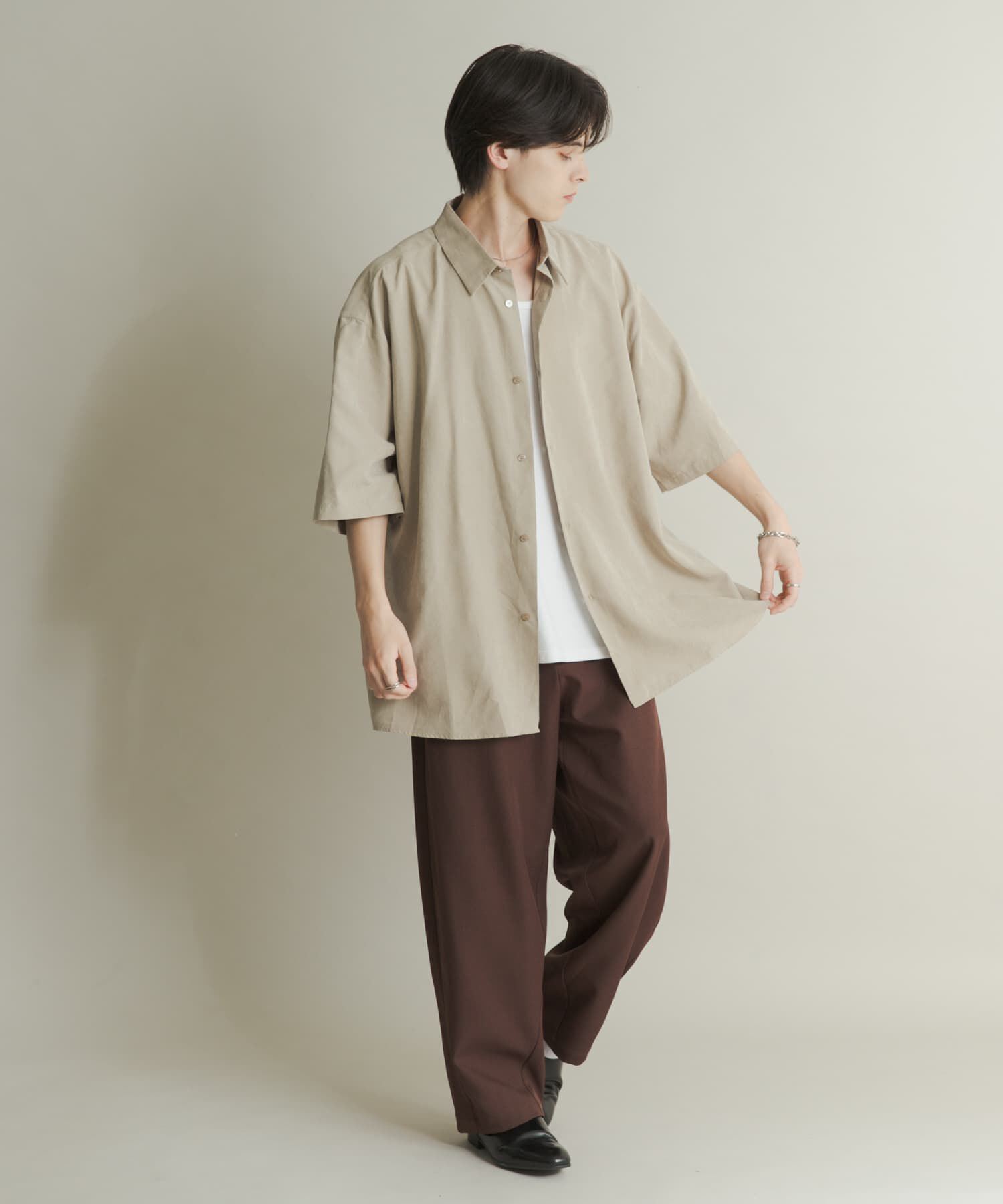 SENSE OF PLACE by URBAN RESEARCH「エクストラルーズピーチサテンショートスリーブシャツ」|シャツ・ブラウス|