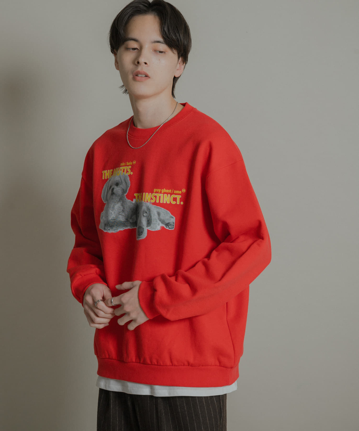 SENSE OF PLACE by URBAN RESEARCH「Dog graphic crew-neck Sweat」|スウェット・ジャージ|レッド
