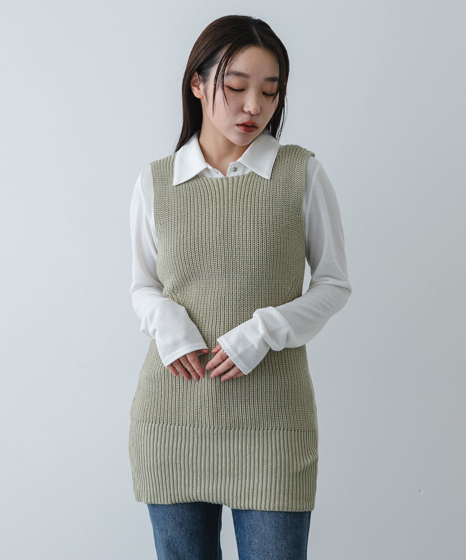 SENSE OF PLACE by URBAN RESEARCH「『洗濯可』ミドルゲージチュニックベスト」|ベスト・ジレ|