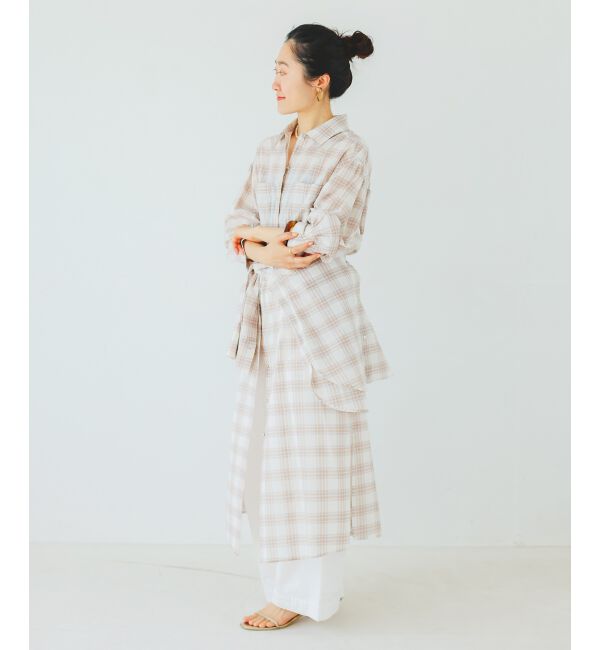  「シアーチェックシャツワンピース」|ワンピース|
