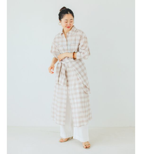  「シアーチェックシャツワンピース」|ワンピース|