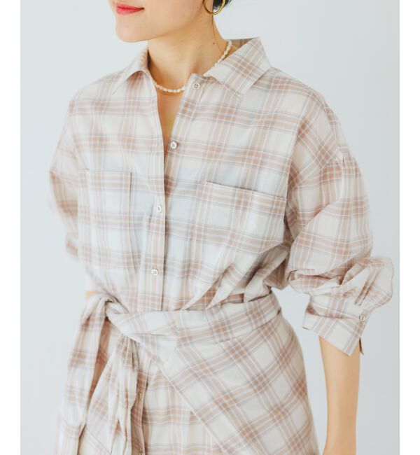  「シアーチェックシャツワンピース」|ワンピース|