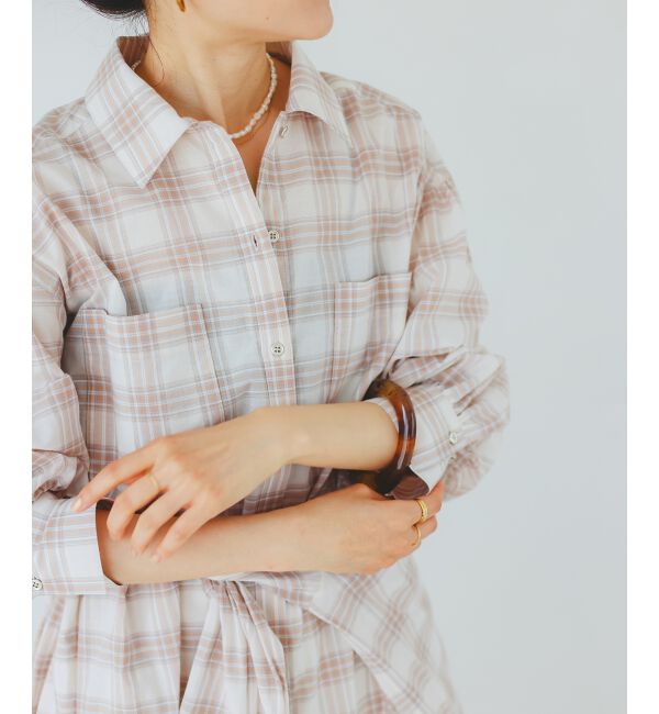  「シアーチェックシャツワンピース」|ワンピース|