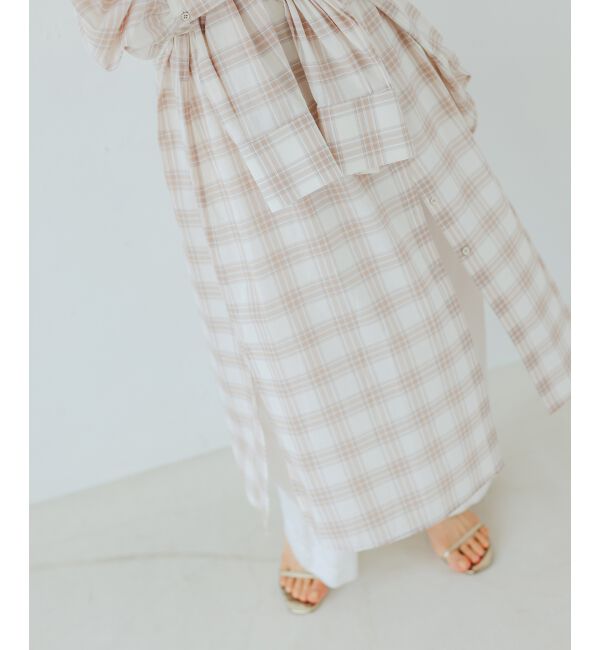  「シアーチェックシャツワンピース」|ワンピース|