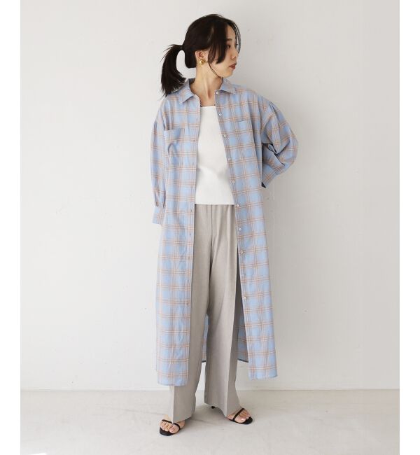  「シアーチェックシャツワンピース」|ワンピース|