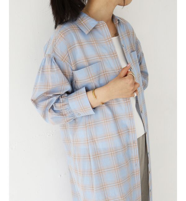  「シアーチェックシャツワンピース」|ワンピース|