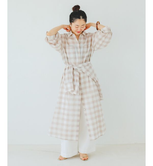  「シアーチェックシャツワンピース」|ワンピース|