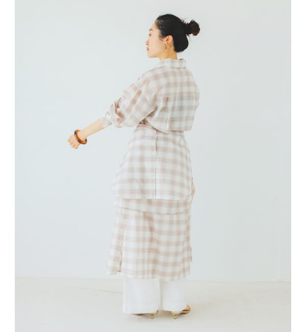  「シアーチェックシャツワンピース」|ワンピース|