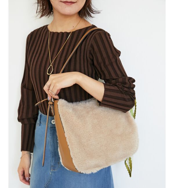  「ボアコンビワンショルダーバッグ」|その他|ベージュ