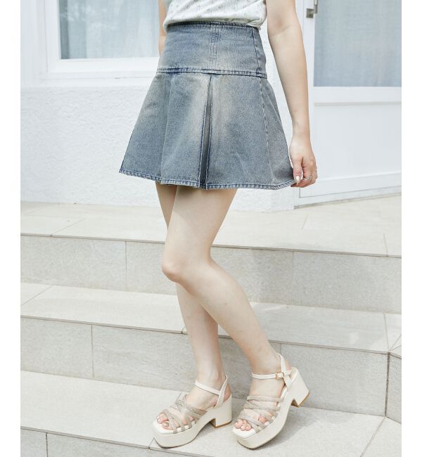 MAJESTICLEGON「ボックスプリーツミニスカパン」|その他|ブルー柄