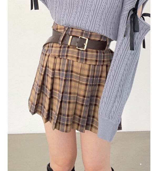 MAJESTICLEGON「太ベルトプリーツミニスカート」|スカート|