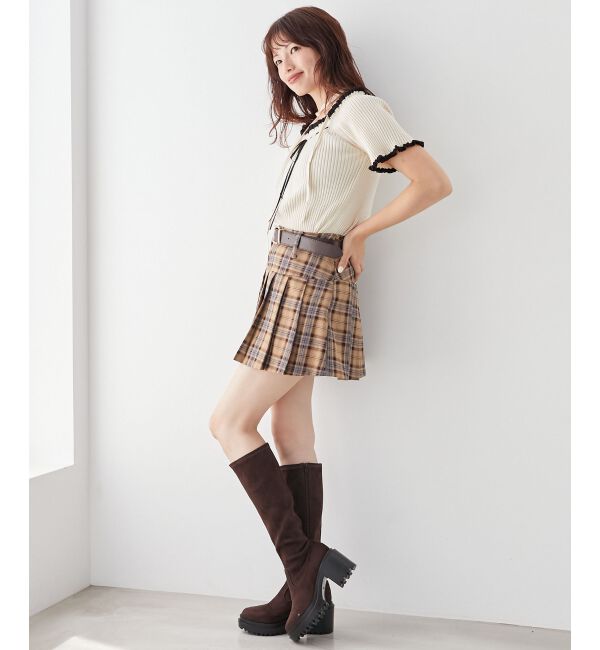 MAJESTICLEGON「太ベルトプリーツミニスカート」|スカート|