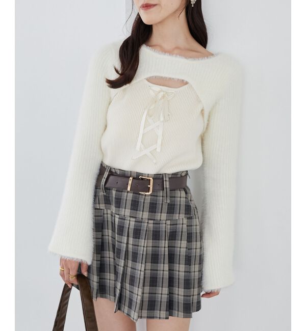 MAJESTICLEGON「太ベルトプリーツミニスカート」|スカート|