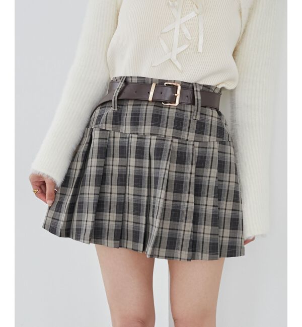 MAJESTICLEGON「太ベルトプリーツミニスカート」|スカート|