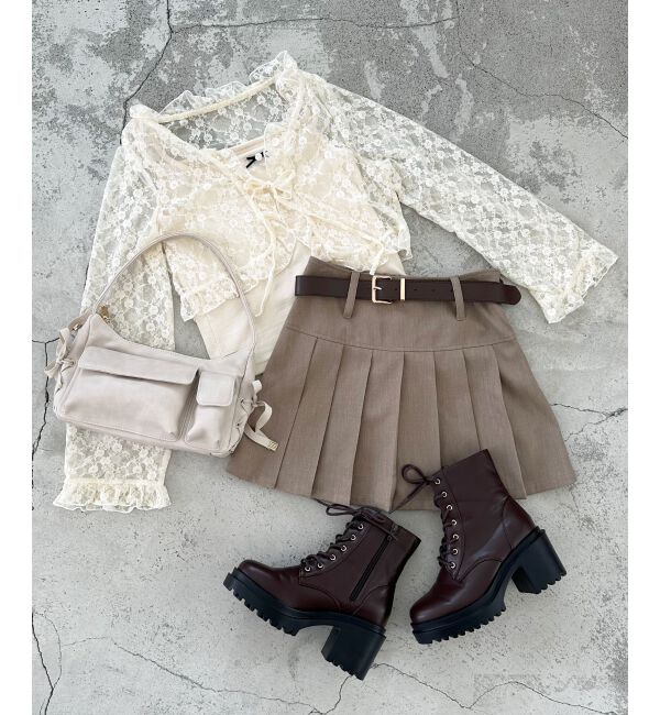 MAJESTICLEGON「太ベルトプリーツミニスカート」|スカート|