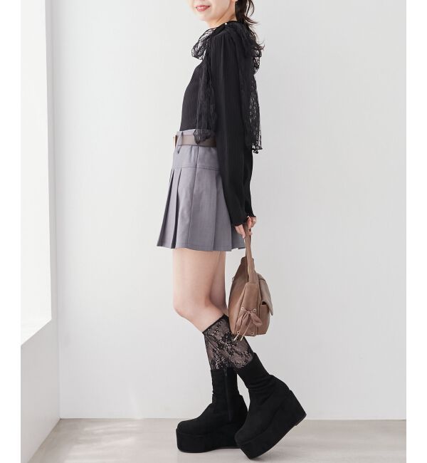 MAJESTICLEGON「太ベルトプリーツミニスカート」|スカート|