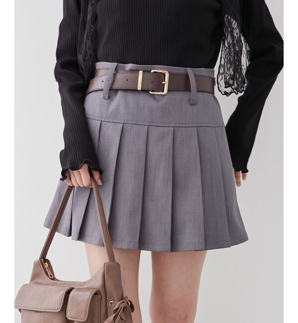 MAJESTICLEGON「太ベルトプリーツミニスカート」|スカート|