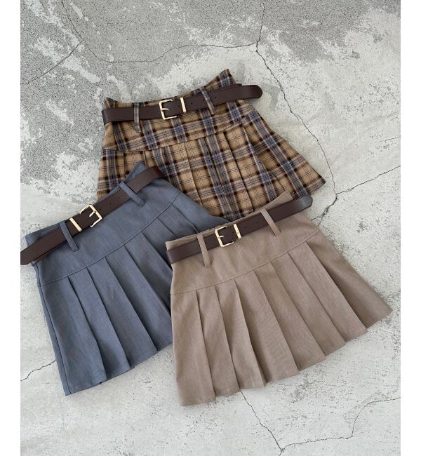 MAJESTICLEGON「太ベルトプリーツミニスカート」|スカート|