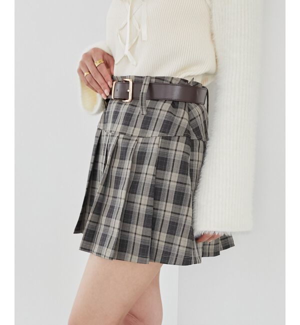 MAJESTICLEGON「太ベルトプリーツミニスカート」|スカート|