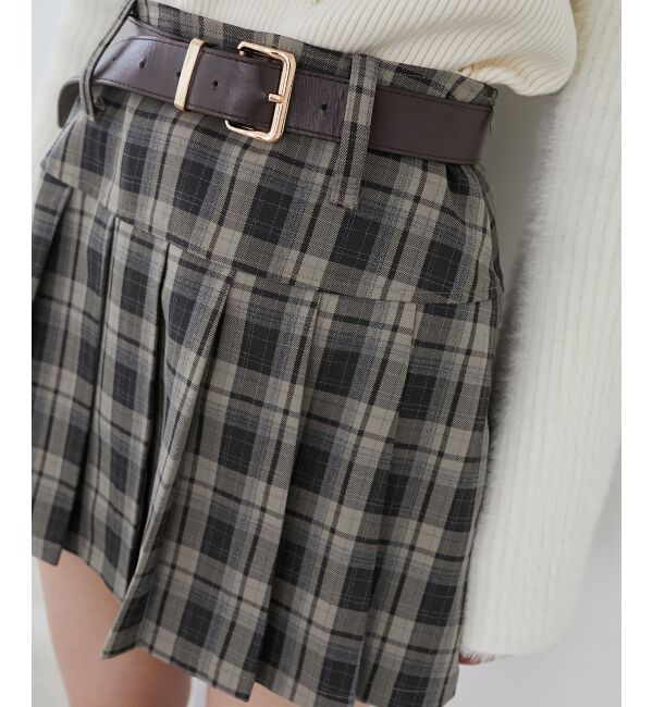 MAJESTICLEGON「太ベルトプリーツミニスカート」|スカート|