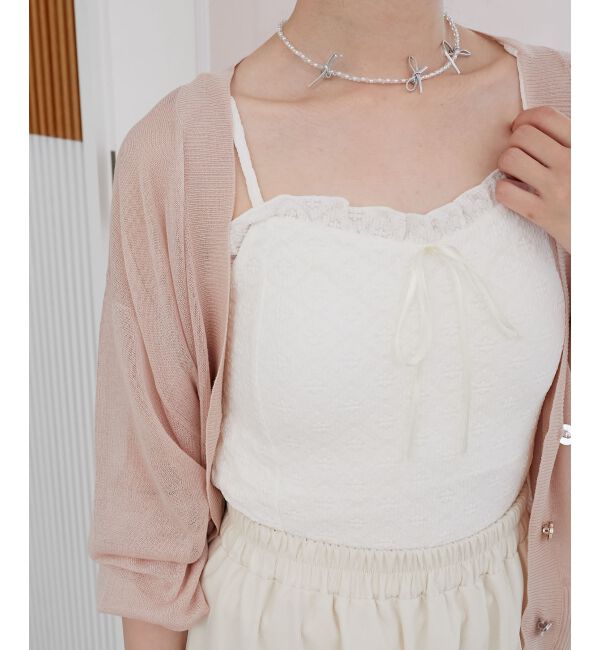  「カップ付きシャーリングキャミ」|キャミソール|アイボリー