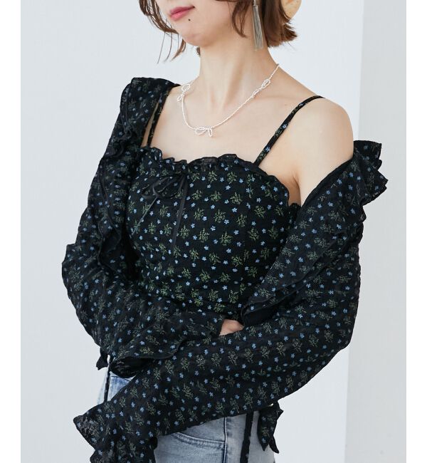  「カップ付きシャーリングキャミ」|キャミソール|