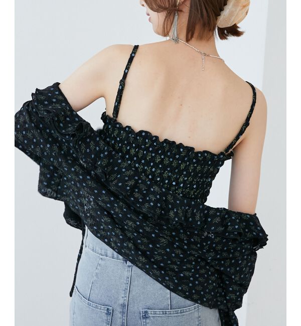  「カップ付きシャーリングキャミ」|キャミソール|