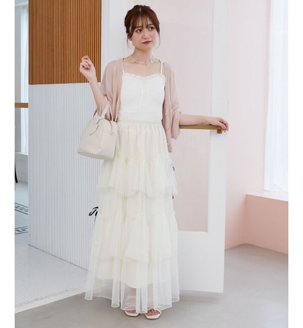  「カップ付きシャーリングキャミ」|キャミソール|