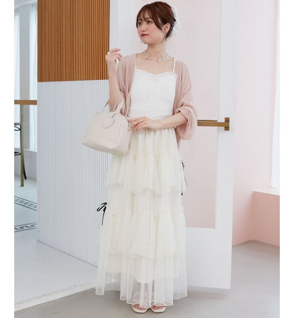  「カップ付きシャーリングキャミ」|キャミソール|