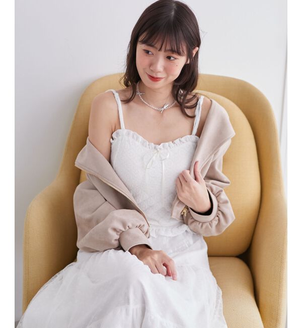  「カップ付きシャーリングキャミ」|キャミソール|