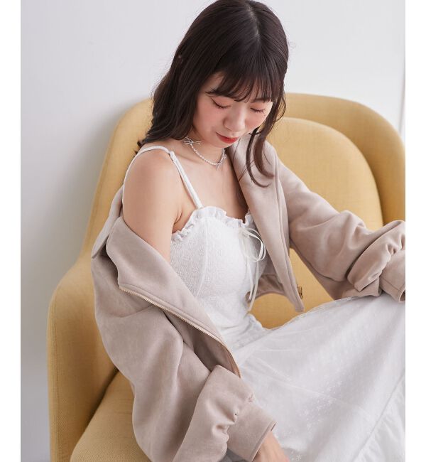  「カップ付きシャーリングキャミ」|キャミソール|