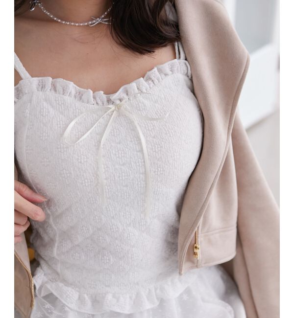  「カップ付きシャーリングキャミ」|キャミソール|