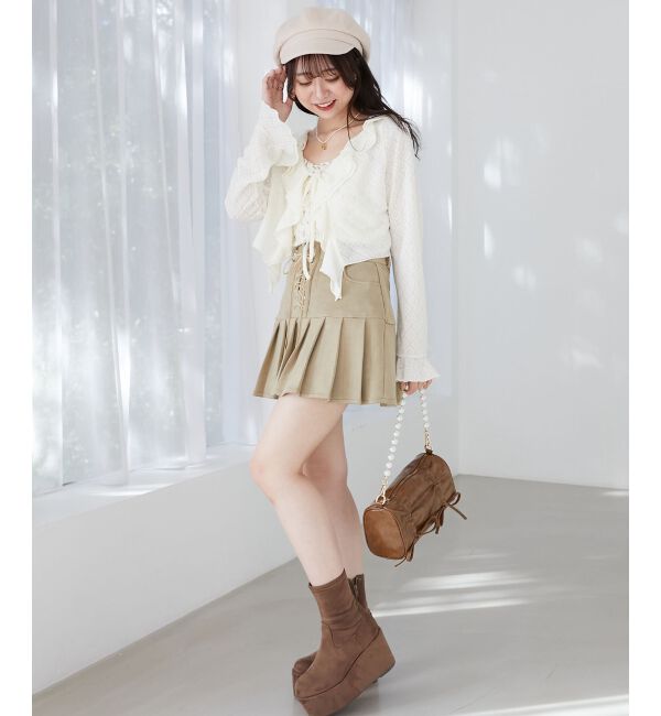  「カップ付きシャーリングキャミ」|キャミソール|