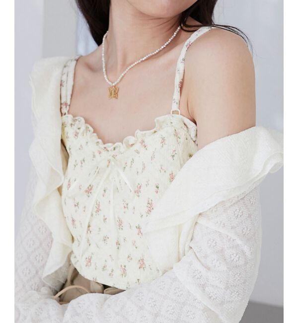  「カップ付きシャーリングキャミ」|キャミソール|