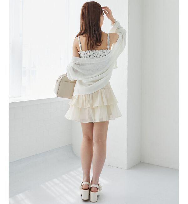  「カップ付きシャーリングキャミ」|キャミソール|