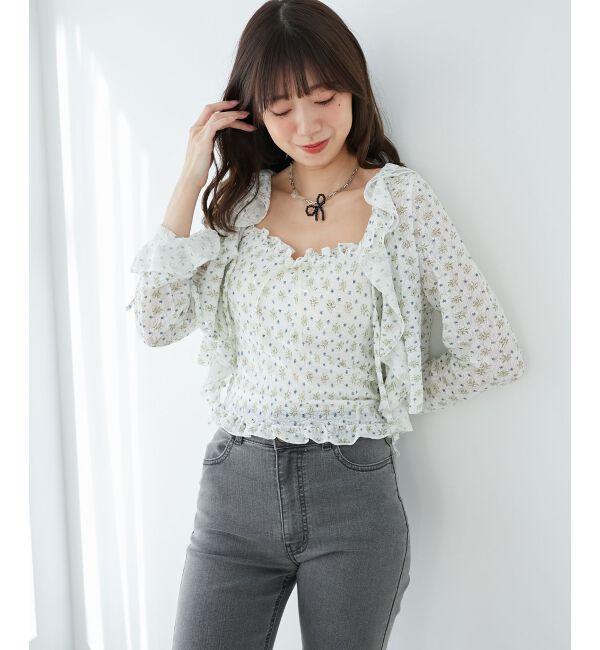  「カップ付きシャーリングキャミ」|キャミソール|