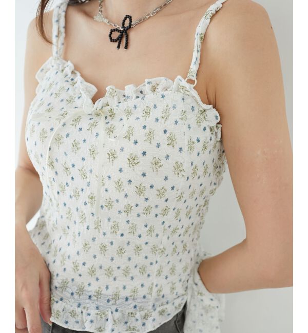  「カップ付きシャーリングキャミ」|キャミソール|