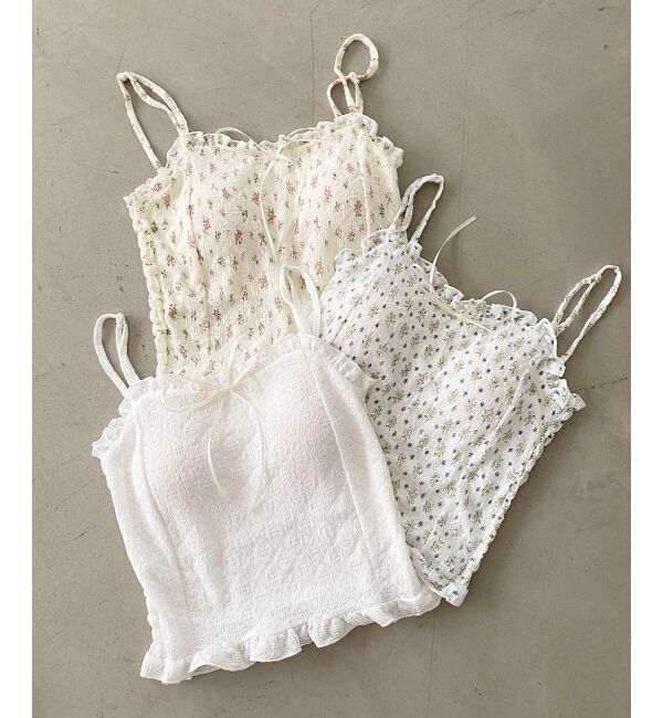  「カップ付きシャーリングキャミ」|キャミソール|