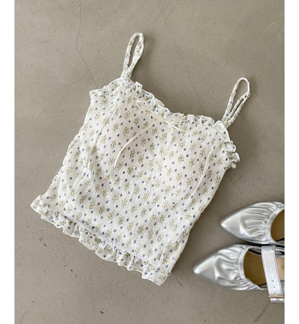  「カップ付きシャーリングキャミ」|キャミソール|