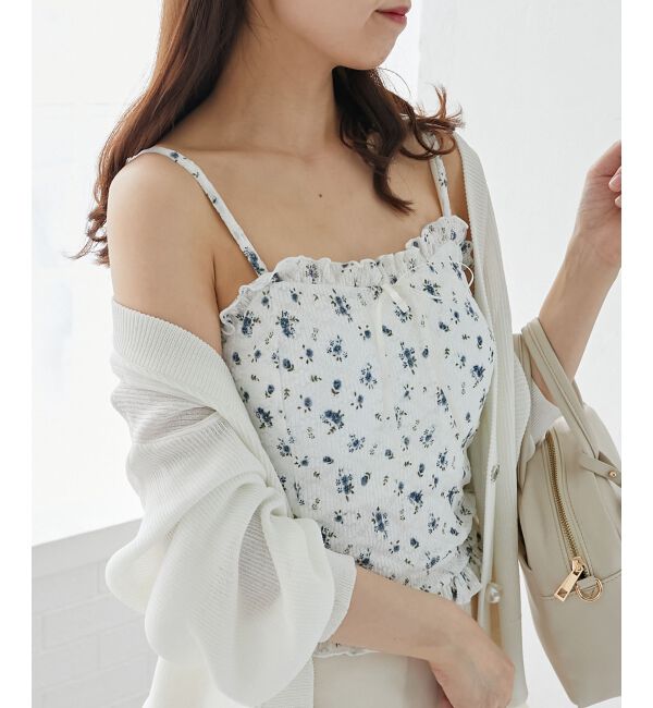  「カップ付きシャーリングキャミ」|キャミソール|