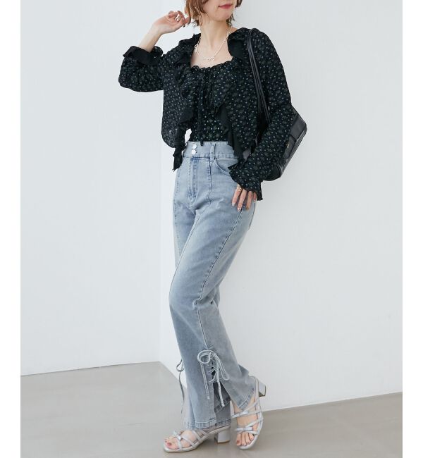  「カップ付きシャーリングキャミ」|キャミソール|