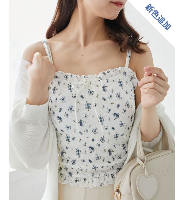  「カップ付きシャーリングキャミ」|キャミソール|柄Ｃ