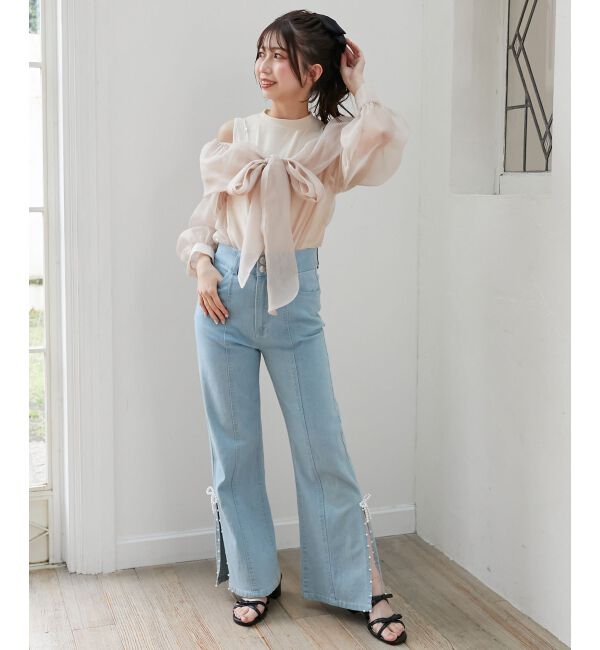  「タンクセットリボンシアーブラウス」|シャツ・ブラウス|