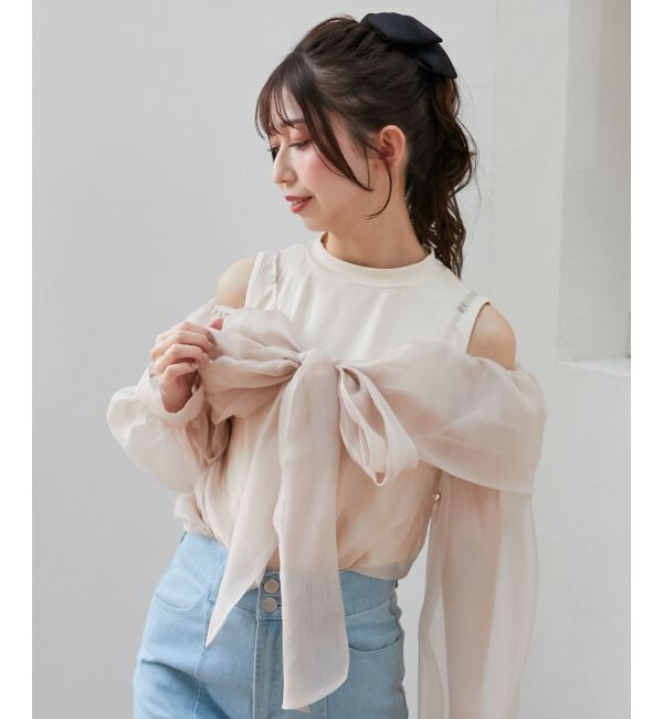  「タンクセットリボンシアーブラウス」|シャツ・ブラウス|