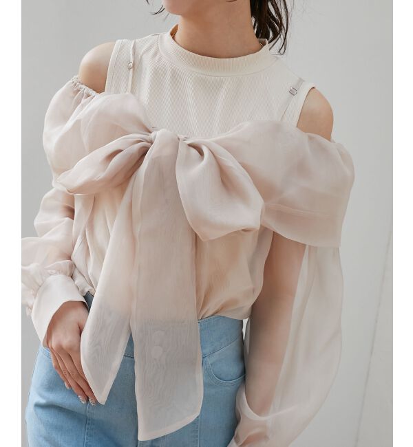  「タンクセットリボンシアーブラウス」|シャツ・ブラウス|