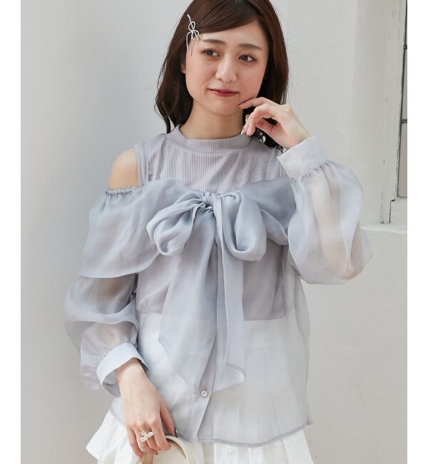  「タンクセットリボンシアーブラウス」|シャツ・ブラウス|